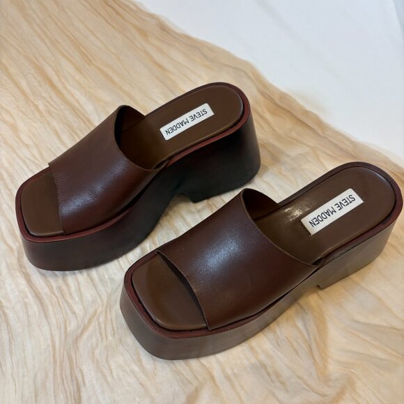 Steve Madden Arwen Brown Platform Leather Sandals Women's Size 7 - Picture 2 of 8